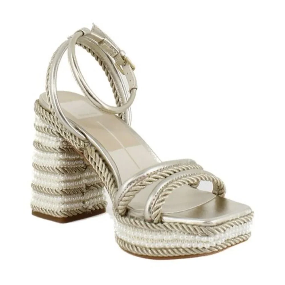 Dolce Vita Women's Agnes Pearl Beaded Platform Dress Sandals NWT size 10 - Picture 2 of 10